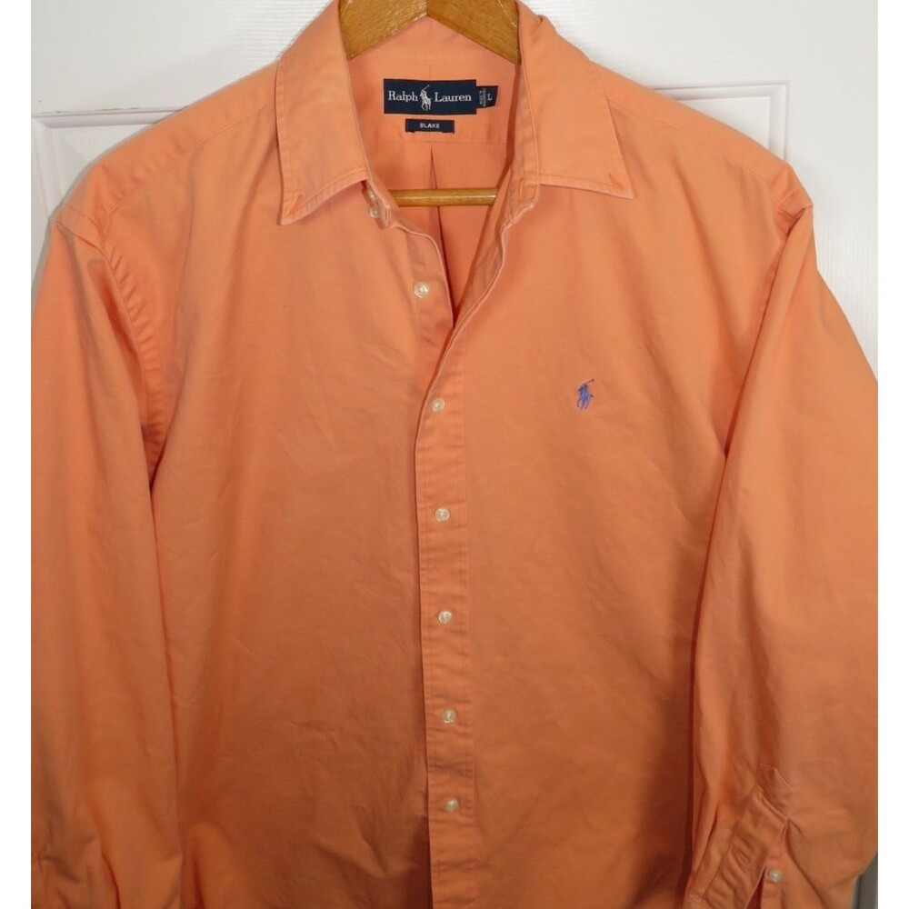 Polo Ralph Lauren Blake Oxford Cloth Shirt Button Down Orange/Purple Pony LG